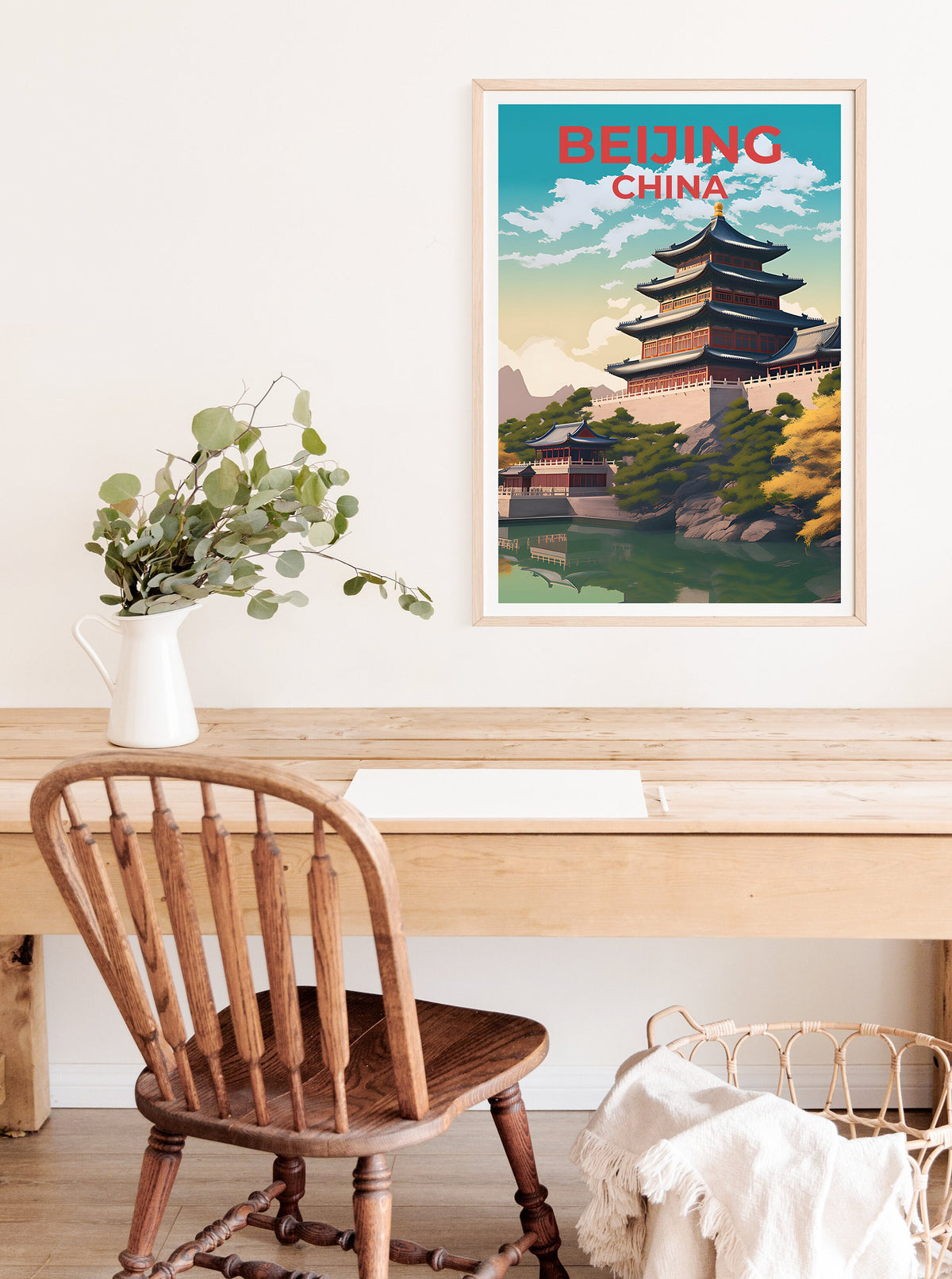 Affiche de voyage de Pékin, art mural de Chine, impression de Chine, affiche de Pékin, affiche du palais d'été, affiche de ville, art de Pékin