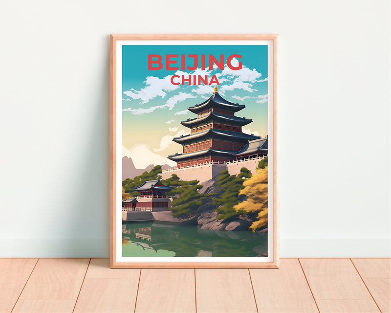 Affiche de voyage de Pékin, art mural de Chine, impression de Chine, affiche de Pékin, affiche du palais d'été, affiche de ville, art de Pékin