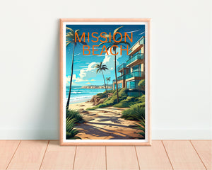 Mission Beach Reiseposter, Kalifornien Wandkunst, Kalifornien Druck, Mission Beach Poster, Kalifornien Poster, Natur Poster,