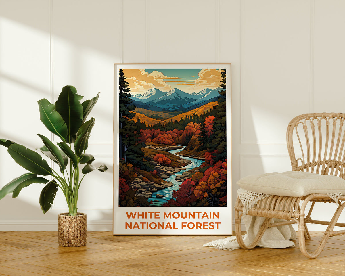White Mountain Forest Reiseposter, New Hampshire Wandkunst, Maine Druck, White Mountain Forest Poster, Natur Poster, Reisegeschenk