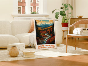 White Mountain Forest Reiseposter, New Hampshire Wandkunst, Maine Druck, White Mountain Forest Poster, Natur Poster, Reisegeschenk