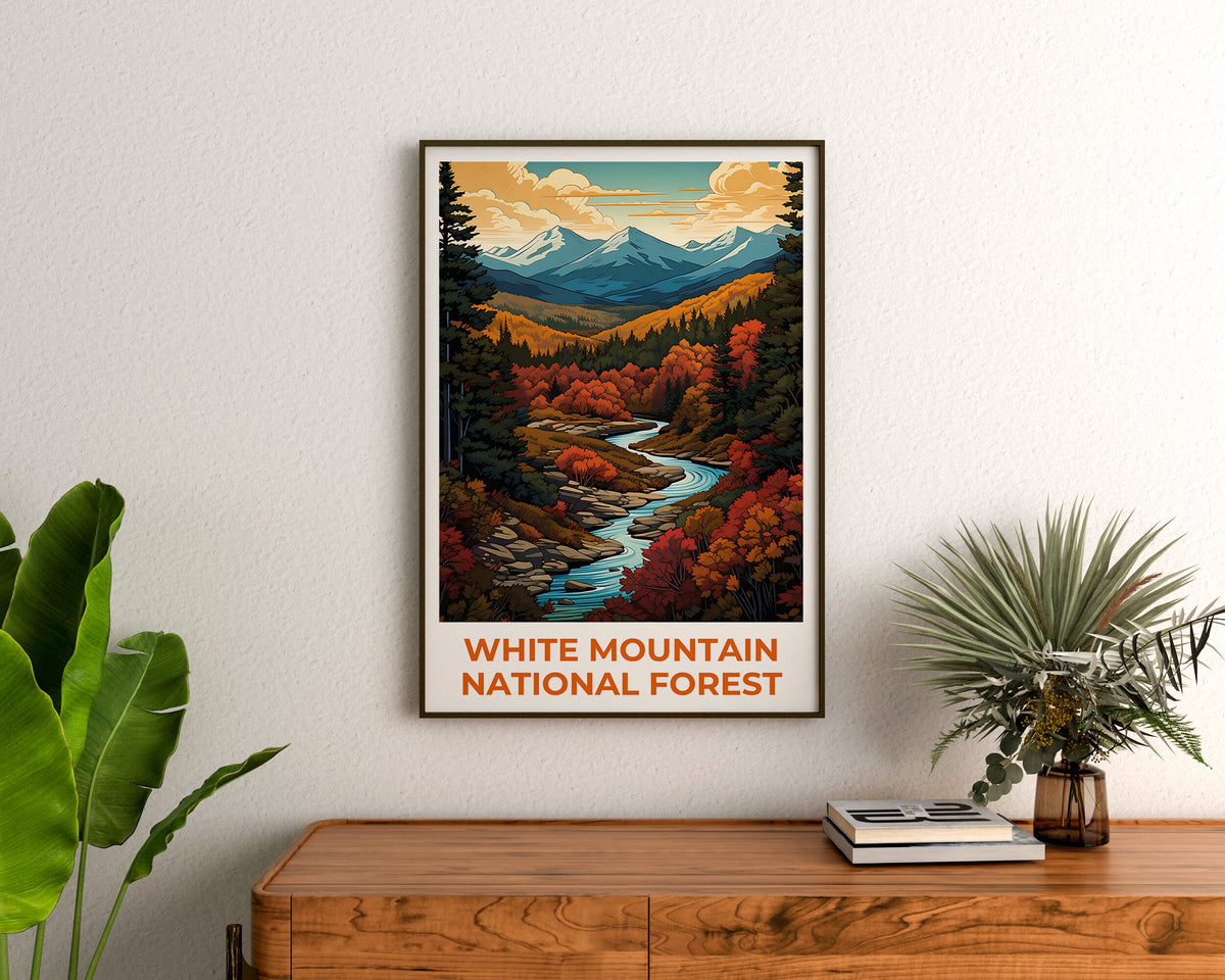 White Mountain Forest Reiseposter, New Hampshire Wandkunst, Maine Druck, White Mountain Forest Poster, Natur Poster, Reisegeschenk