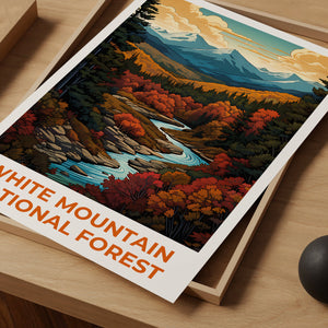 White Mountain Forest Reiseposter, New Hampshire Wandkunst, Maine Druck, White Mountain Forest Poster, Natur Poster, Reisegeschenk