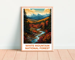 White Mountain Forest Reiseposter, New Hampshire Wandkunst, Maine Druck, White Mountain Forest Poster, Natur Poster, Reisegeschenk