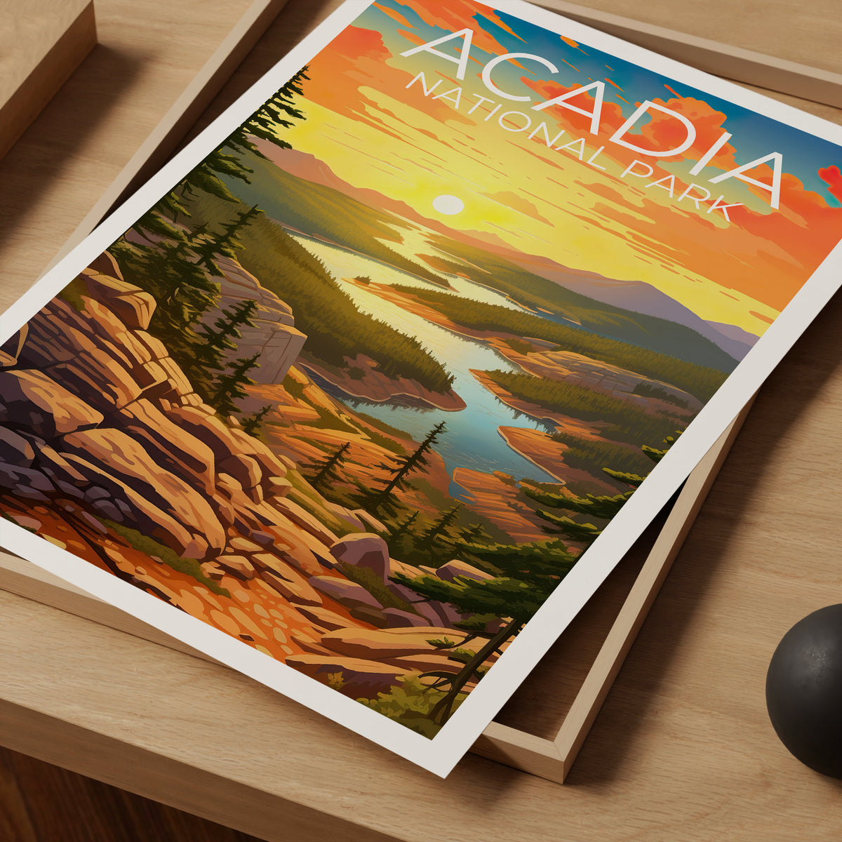 Affiche de voyage du parc Acadia, art mural du Maine, impression du Maine, affiche du parc Acadia, affiche du Maine, affiche de la nature, impression du parc Acadia