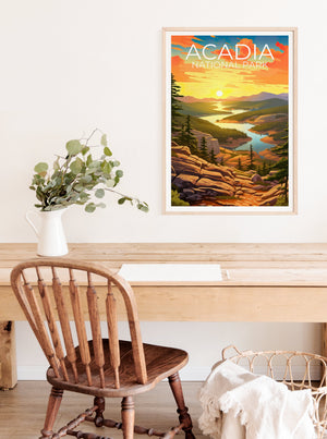 Affiche de voyage du parc Acadia, art mural du Maine, impression du Maine, affiche du parc Acadia, affiche du Maine, affiche de la nature, impression du parc Acadia
