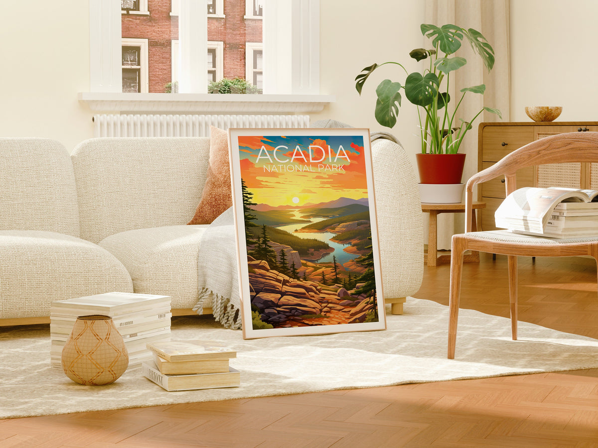 Affiche de voyage du parc Acadia, art mural du Maine, impression du Maine, affiche du parc Acadia, affiche du Maine, affiche de la nature, impression du parc Acadia