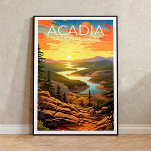 Affiche de voyage du parc Acadia, art mural du Maine, impression du Maine, affiche du parc Acadia, affiche du Maine, affiche de la nature, impression du parc Acadia