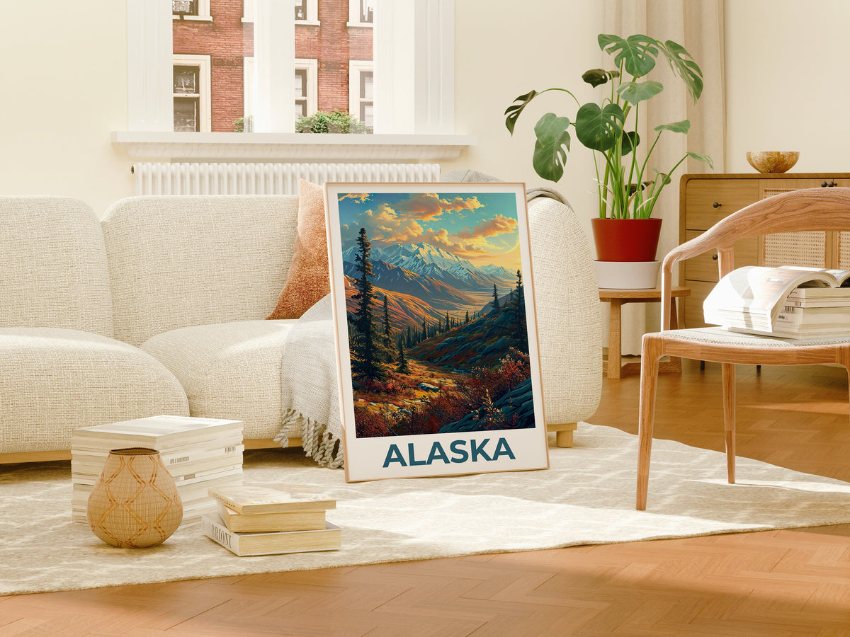 Affiche de voyage en Alaska, Art mural de montagne, Impression de montagne, Affiche d'Alaska, Affiche de montagne, Impression d'Alaska, Art de l'Alaska