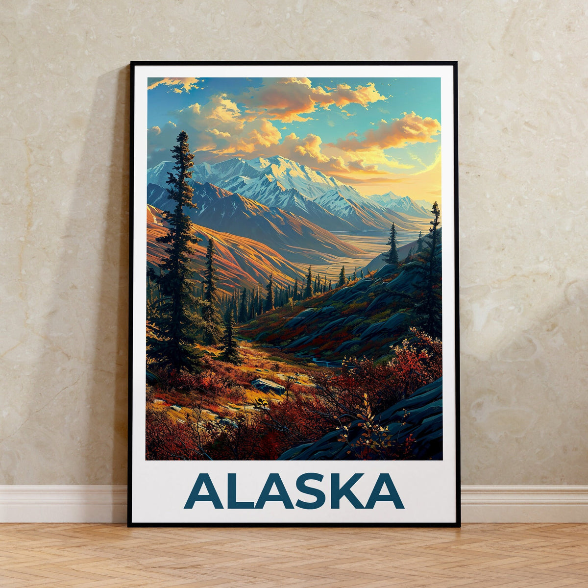 Affiche de voyage en Alaska, Art mural de montagne, Impression de montagne, Affiche d'Alaska, Affiche de montagne, Impression d'Alaska, Art de l'Alaska