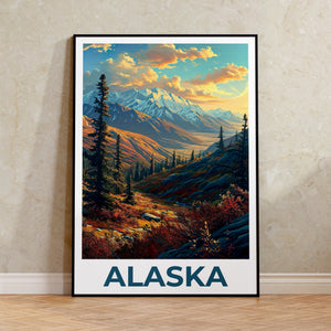 Affiche de voyage en Alaska, Art mural de montagne, Impression de montagne, Affiche d'Alaska, Affiche de montagne, Impression d'Alaska, Art de l'Alaska