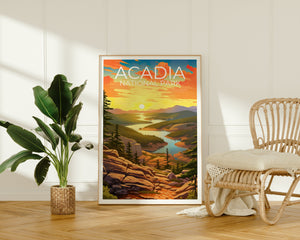 Affiche de voyage du parc Acadia, art mural du Maine, impression du Maine, affiche du parc Acadia, affiche du Maine, affiche de la nature, impression du parc Acadia