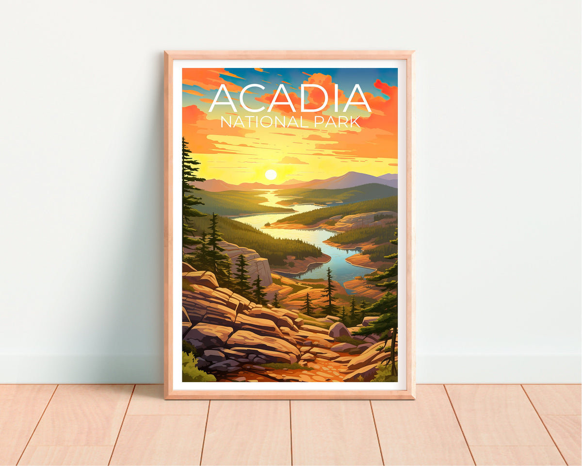 Affiche de voyage du parc Acadia, art mural du Maine, impression du Maine, affiche du parc Acadia, affiche du Maine, affiche de la nature, impression du parc Acadia