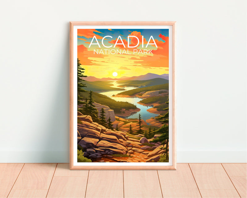 Affiche de voyage du parc Acadia, art mural du Maine, impression du Maine, affiche du parc Acadia, affiche du Maine, affiche de la nature, impression du parc Acadia