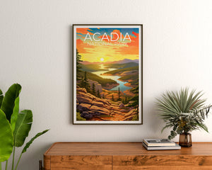 Affiche de voyage du parc Acadia, art mural du Maine, impression du Maine, affiche du parc Acadia, affiche du Maine, affiche de la nature, impression du parc Acadia