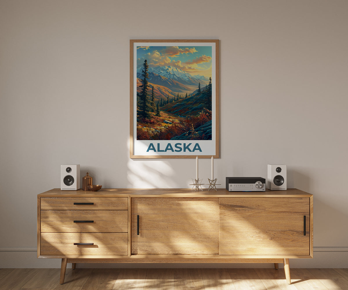 Affiche de voyage en Alaska, Art mural de montagne, Impression de montagne, Affiche d'Alaska, Affiche de montagne, Impression d'Alaska, Art de l'Alaska
