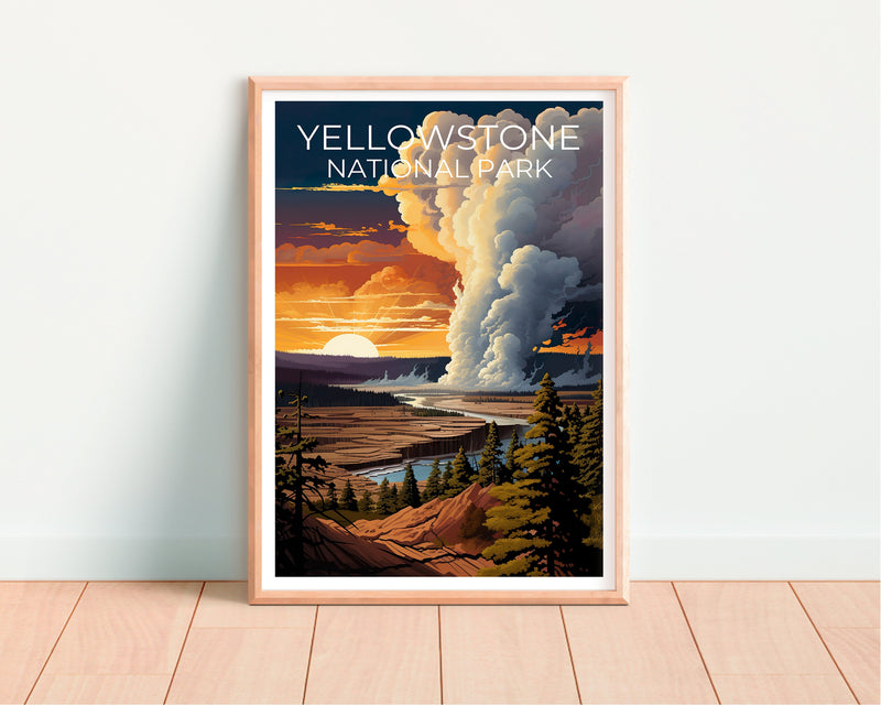 Yellowstone Reiseposter, Wyoming Kunst, Wyoming Druck, Yellowstone Poster, Wyoming Poster, Old Faithful Poster, Yellowstone Druck