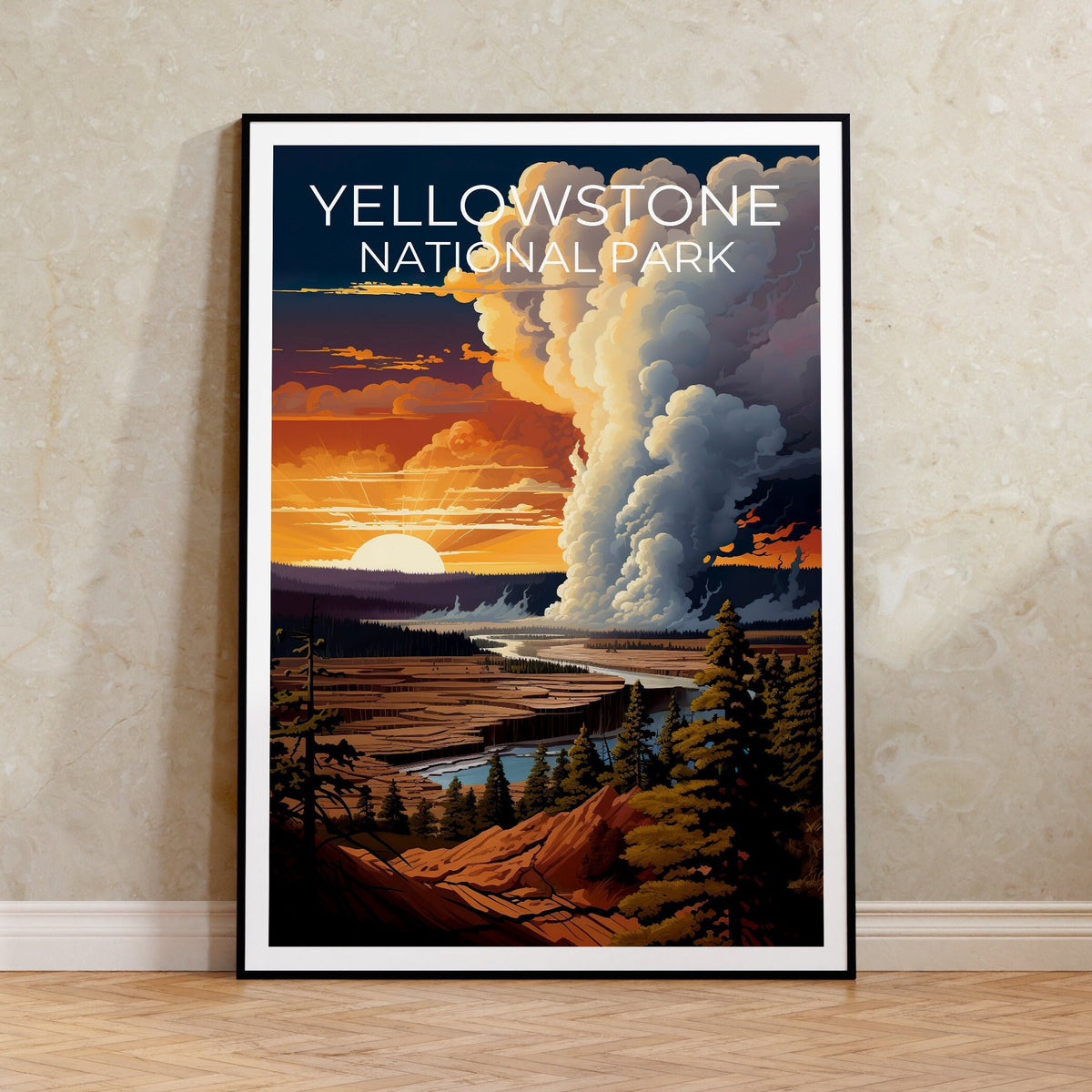 Yellowstone Reiseposter, Wyoming Kunst, Wyoming Druck, Yellowstone Poster, Wyoming Poster, Old Faithful Poster, Yellowstone Druck