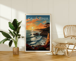 Kalifornien Reiseposter, Küstenwandkunst, Küstendruck, Kalifornien Poster, Küstenposter, Kalifornien Druck, Kalifornien Kunst