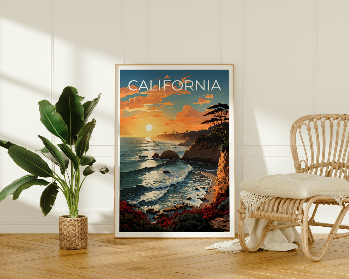 Kalifornien Reiseposter, Küstenwandkunst, Küstendruck, Kalifornien Poster, Küstenposter, Kalifornien Druck, Kalifornien Kunst