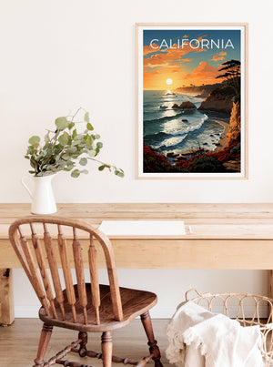 Kalifornien Reiseposter, Küstenwandkunst, Küstendruck, Kalifornien Poster, Küstenposter, Kalifornien Druck, Kalifornien Kunst
