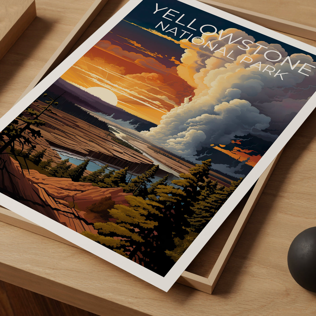 Yellowstone Reiseposter, Wyoming Kunst, Wyoming Druck, Yellowstone Poster, Wyoming Poster, Old Faithful Poster, Yellowstone Druck