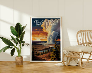 Yellowstone Reiseposter, Wyoming Kunst, Wyoming Druck, Yellowstone Poster, Wyoming Poster, Old Faithful Poster, Yellowstone Druck