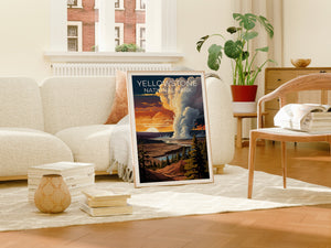 Yellowstone Reiseposter, Wyoming Kunst, Wyoming Druck, Yellowstone Poster, Wyoming Poster, Old Faithful Poster, Yellowstone Druck