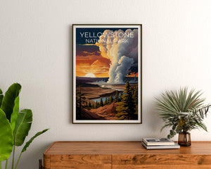 Yellowstone Reiseposter, Wyoming Kunst, Wyoming Druck, Yellowstone Poster, Wyoming Poster, Old Faithful Poster, Yellowstone Druck