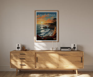 Kalifornien Reiseposter, Küstenwandkunst, Küstendruck, Kalifornien Poster, Küstenposter, Kalifornien Druck, Kalifornien Kunst