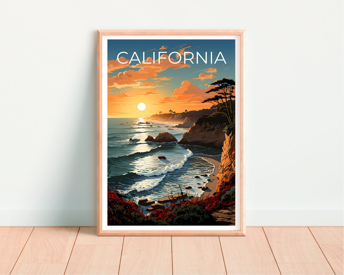Kalifornien Reiseposter, Küstenwandkunst, Küstendruck, Kalifornien Poster, Küstenposter, Kalifornien Druck, Kalifornien Kunst