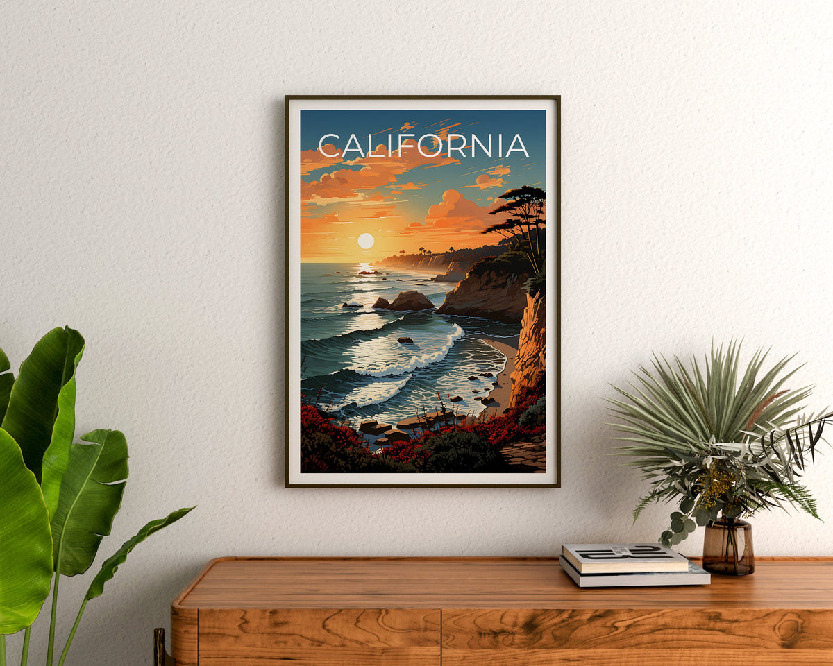 Kalifornien Reiseposter, Küstenwandkunst, Küstendruck, Kalifornien Poster, Küstenposter, Kalifornien Druck, Kalifornien Kunst