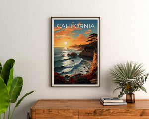 Kalifornien Reiseposter, Küstenwandkunst, Küstendruck, Kalifornien Poster, Küstenposter, Kalifornien Druck, Kalifornien Kunst