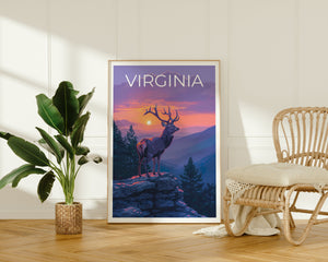 Virginia Poster, Virginia Druck, Hirsch Kunst, Hirsch Druck, Virginia Reise Poster, Hirsch Poster, Shenandoah Poster