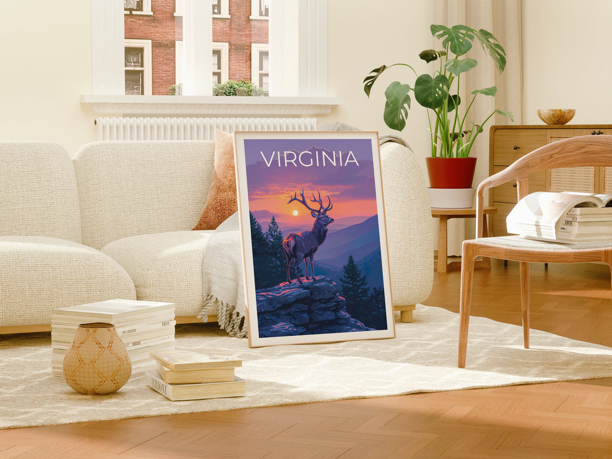Virginia Poster, Virginia Druck, Hirsch Kunst, Hirsch Druck, Virginia Reise Poster, Hirsch Poster, Shenandoah Poster