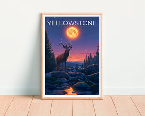 Yellowstone Poster, Yellowstone Druck, Hirsch Poster, Hirsch Druck, Wyoming Reiseposter, Hirsch Kunst, Yellowstone Geschenk