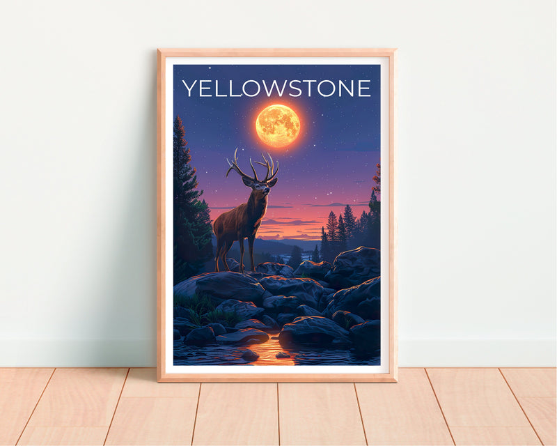 Yellowstone Poster, Yellowstone Druck, Hirsch Poster, Hirsch Druck, Wyoming Reiseposter, Hirsch Kunst, Yellowstone Geschenk