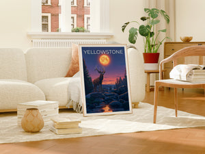 Yellowstone Poster, Yellowstone Druck, Hirsch Poster, Hirsch Druck, Wyoming Reiseposter, Hirsch Kunst, Yellowstone Geschenk