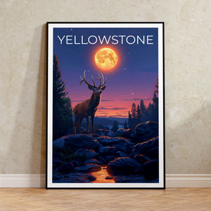 Yellowstone Poster, Yellowstone Druck, Hirsch Poster, Hirsch Druck, Wyoming Reiseposter, Hirsch Kunst, Yellowstone Geschenk