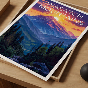 Affiche des montagnes Wasatch, impression Wasatch, affiche de l'Utah, impression de l'Idaho, affiche de voyage Wasatch, art Wasatch, impression des montagnes Wasatch