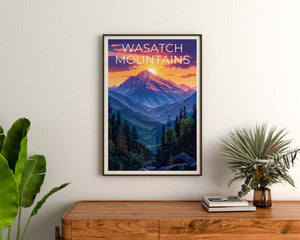 Affiche des montagnes Wasatch, impression Wasatch, affiche de l'Utah, impression de l'Idaho, affiche de voyage Wasatch, art Wasatch, impression des montagnes Wasatch