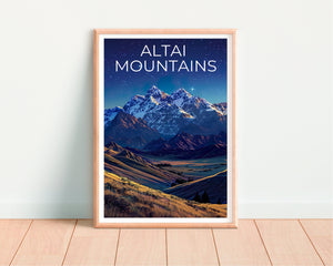 Affiche des montagnes de l'Altaï, Impression des montagnes de l'Altaï, Affiche de Mongolie, Impression de Mongolie, Affiche de voyage des montagnes de l'Altaï, Affiche Asie, Art de la Mongolie