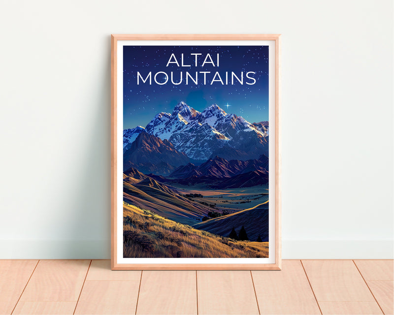 Affiche des montagnes de l'Altaï, Impression des montagnes de l'Altaï, Affiche de Mongolie, Impression de Mongolie, Affiche de voyage des montagnes de l'Altaï, Affiche Asie, Art de la Mongolie