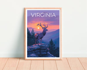 Virginia Poster, Virginia Druck, Hirsch Kunst, Hirsch Druck, Virginia Reise Poster, Hirsch Poster, Shenandoah Poster