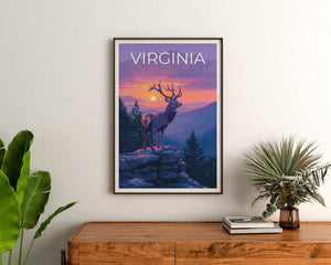 Virginia Poster, Virginia Druck, Hirsch Kunst, Hirsch Druck, Virginia Reise Poster, Hirsch Poster, Shenandoah Poster
