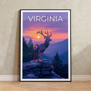 Virginia Poster, Virginia Druck, Hirsch Kunst, Hirsch Druck, Virginia Reise Poster, Hirsch Poster, Shenandoah Poster