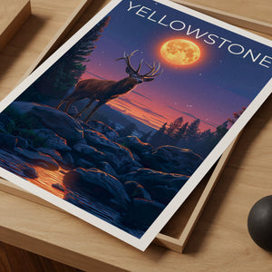 Yellowstone Poster, Yellowstone Druck, Hirsch Poster, Hirsch Druck, Wyoming Reiseposter, Hirsch Kunst, Yellowstone Geschenk