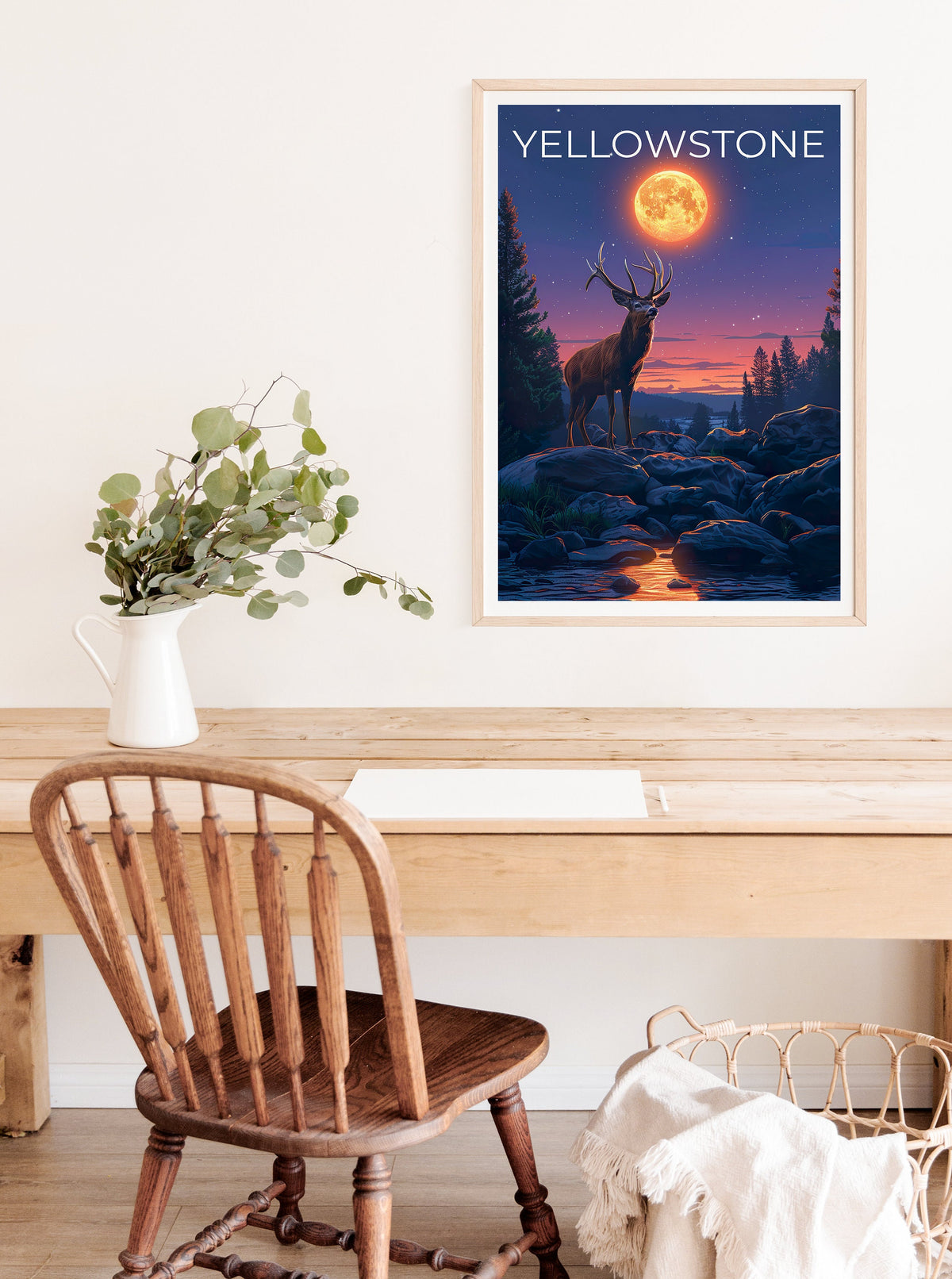 Yellowstone Poster, Yellowstone Druck, Hirsch Poster, Hirsch Druck, Wyoming Reiseposter, Hirsch Kunst, Yellowstone Geschenk