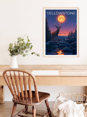 Yellowstone Poster, Yellowstone Druck, Hirsch Poster, Hirsch Druck, Wyoming Reiseposter, Hirsch Kunst, Yellowstone Geschenk