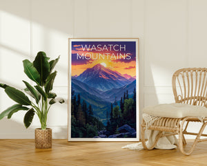 Affiche des montagnes Wasatch, impression Wasatch, affiche de l'Utah, impression de l'Idaho, affiche de voyage Wasatch, art Wasatch, impression des montagnes Wasatch